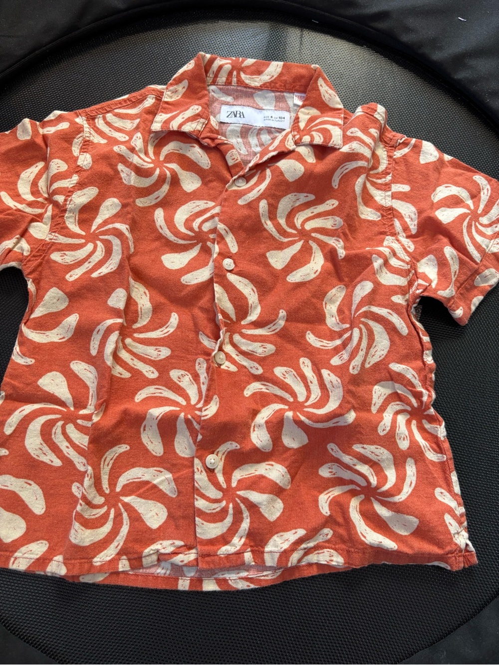 ZARA Kids Orange Swirl Print Button-Down Shirt